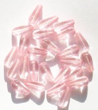 25 13x6mm Four Sided Transparent True Pink Drop Beads